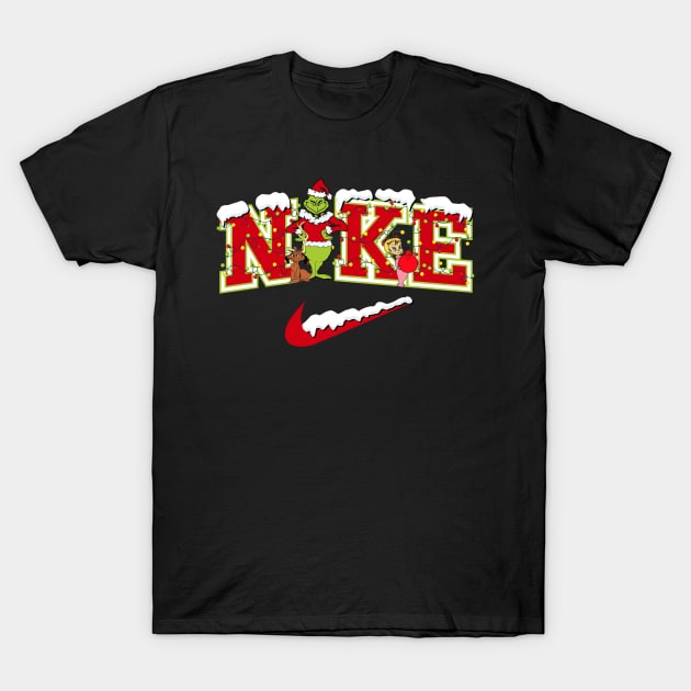 Funny Christmas Grinch Nke Christmas Grinch Snow T-Shirt by Archer Expressionism Style